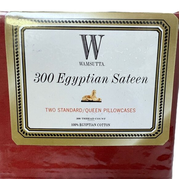 Wamsutta Pillowcases Pair Red 100% Egyptian Cotton 300ct Standard Size - Picture 2 of 6